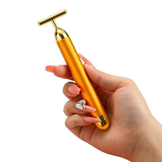 24K Gold Energy Beauty Bar Electric Facial Massage Roller Pro