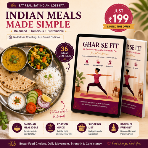 GHAR SE FIT | 28-Day Home Fitness & Healthy Eating Starter Plan for Indian Women (39-Page PDF)